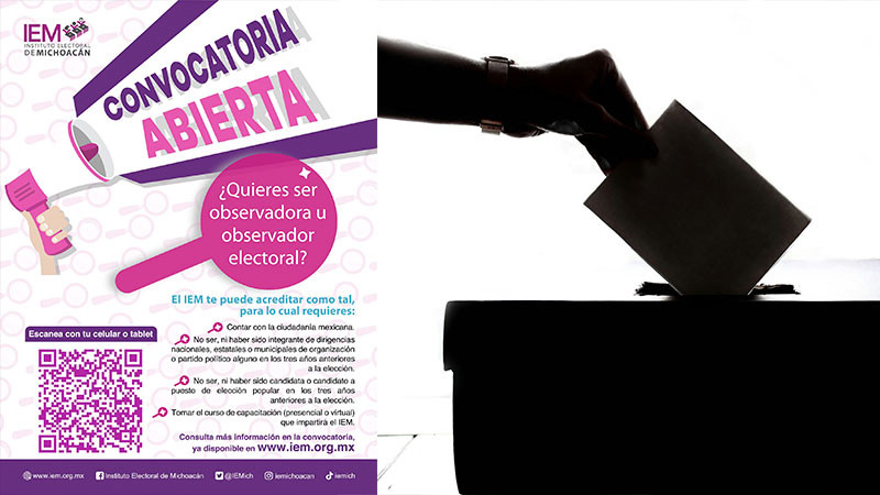 Ciudadanía michoacana aún a tiempo de participar como observadores electorales: IEM 