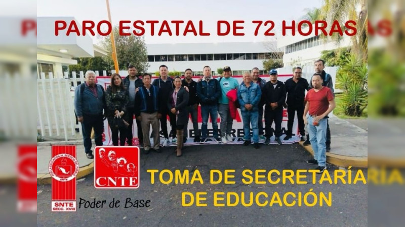 CNTE Michoacán alista paro laboral de 72 horas 