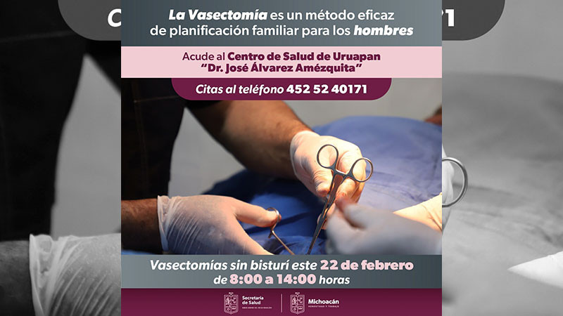 Secretaría de Salud de Michoacán hará vasectomías gratuitas en Uruapan 