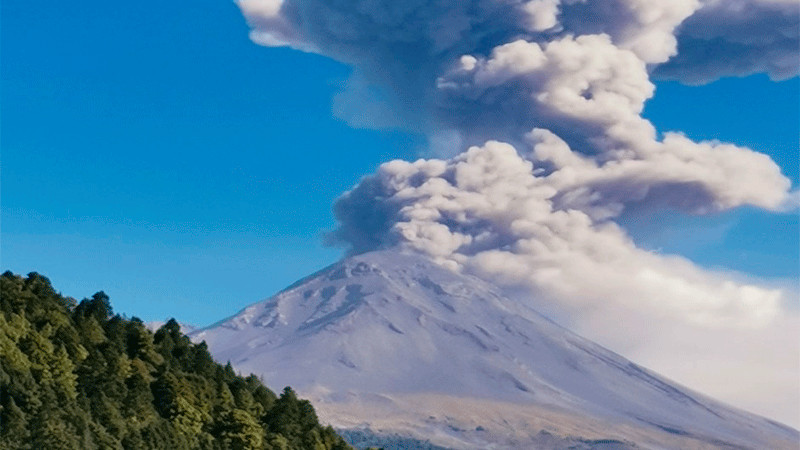Reportan caída de ceniza del volcán Popocatépetl en 7 municipios de Morelos