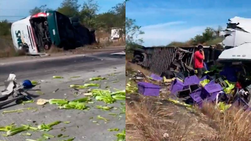 Al menos 26 lesionados tras choque entre autobús de pasajeros y tráiler en Sinaloa 