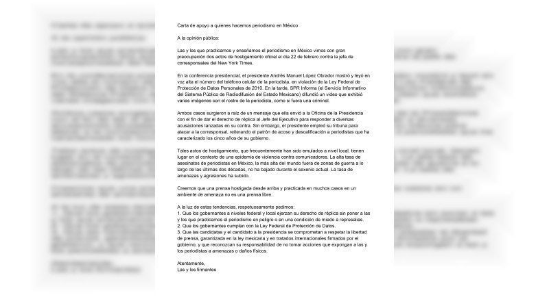 Periodistas piden a AMLO ejercer su derecho a réplica sin poner en riesgo su vida