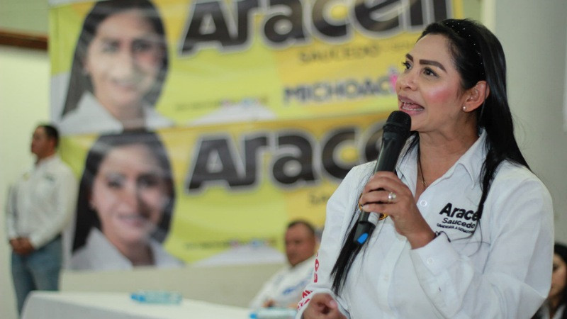 Vamos a defender la democracia y el voto libre afirma Araceli Saucedo en Pátzcuaro