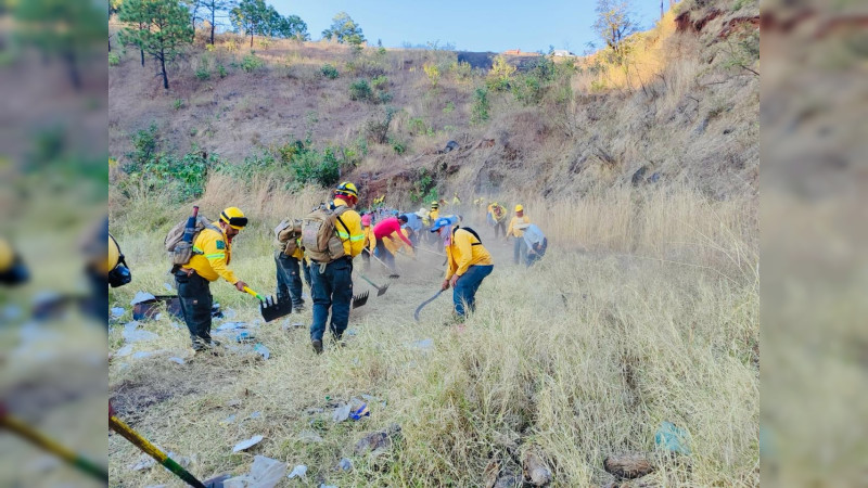 Realizan quema controlada para prevenir incendios en carretera Uruapan-Zirimícuaro 