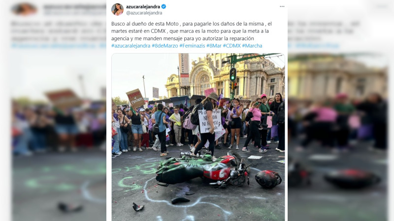 Tiktoker ofrece reparar moto de hombre que agredió a mujeres en marcha del 8M en CDMX 
