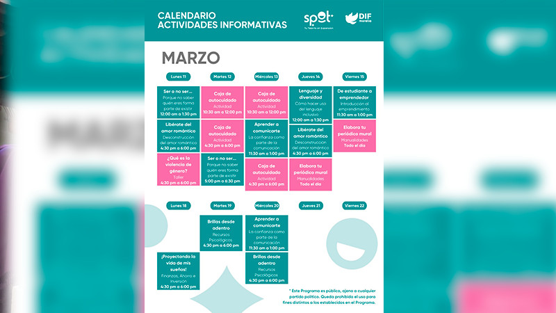 DIF Morelia invita a las y los jóvenes a las actividades informativas de Spot Morelia 