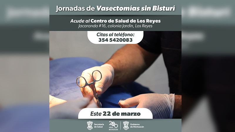 Realizarán vasectomías gratuitas en Los Reyes, Michoacán 