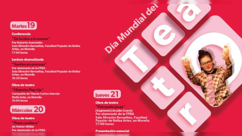 Conoce lo que habrá en Michoacán para conmemorar el Día Mundial de Teatro 