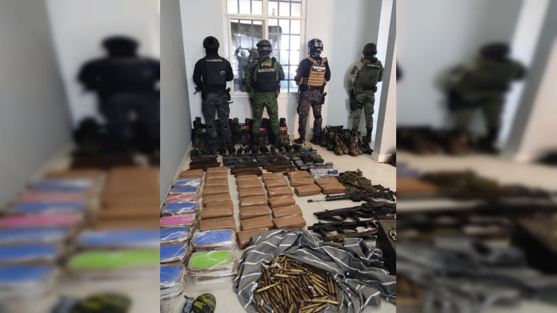 Durante trabajos de cateo, decomisan drogas, armas, cartuchos, cargadores, explosivos y equipo táctico en Celaya