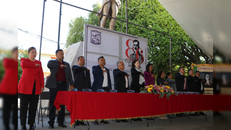 En Ciudad Hidalgo, realizan acto conmemorativo por el LXXXVI aniversario de la Expropiación Petrolera