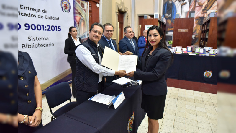 Lograr el 100 por ciento de bibliotecas de la UMSNH certificadas por su calidad, el objetivo