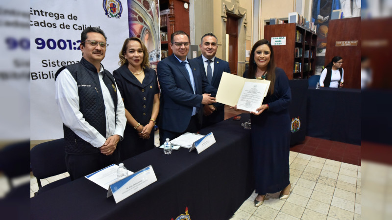 Lograr el 100 por ciento de bibliotecas de la UMSNH certificadas por su calidad, el objetivo