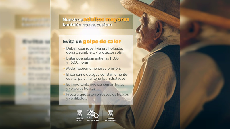 Cuida a los adultos mayores del sol con estas recomendaciones de la SSM