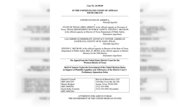 Gobierno de México interpone recurso legal ante corte de EU contra ley antiinmigrante