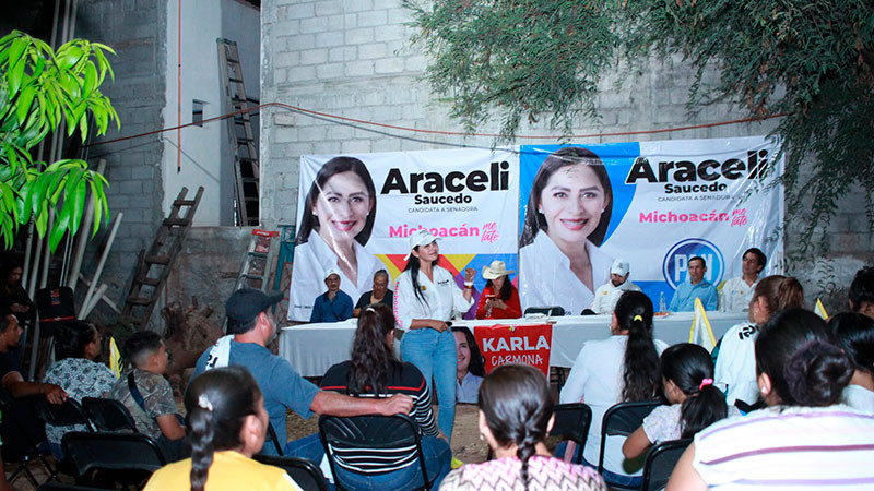 A una política integral para atención y desarrollo del campo, se compromete Araceli Saucedo en Tzitzio, Michoacán 