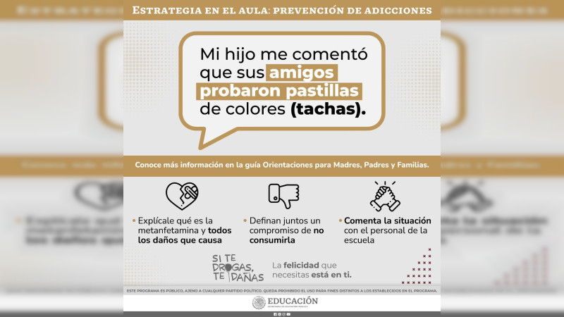 Disponible, guía de prevención de adicciones para padres: SEE