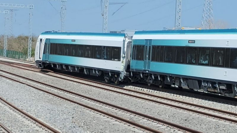 Descarrila vagón del Tren Maya en su recorrido Campeche-Cancún; no se reportan heridos 