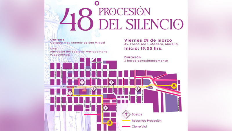 Gobierno de Morelia anuncia cierre de vialidades por Procesión del Silencio 