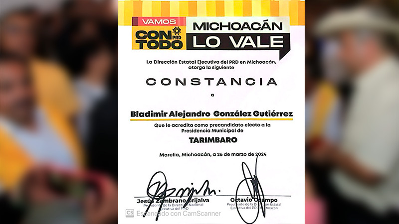 Arropa PRD Michoacán a Bladimir González rumbo al 2024