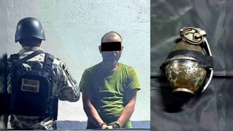 Cae operador del crimen con granada, “cuerno de chivo” y más de 100 cartuchos, en Apatzingán  