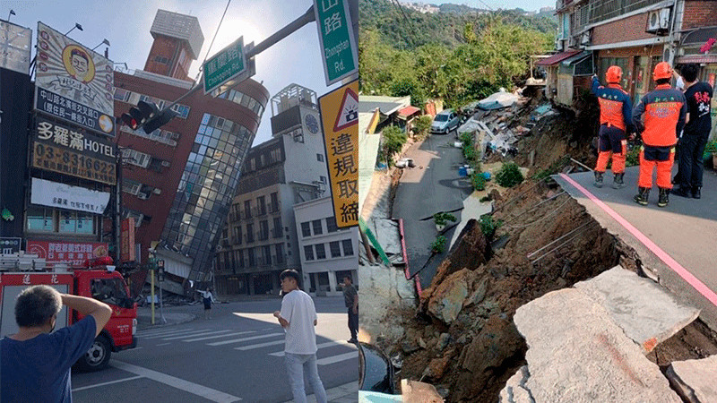 Se reporta un muerto y 50 heridos tras terremoto de magnitud 7.5 en Taiwán 