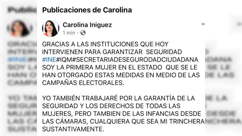 Otorgan protección a candidata a diputada federal por MC en Querétaro