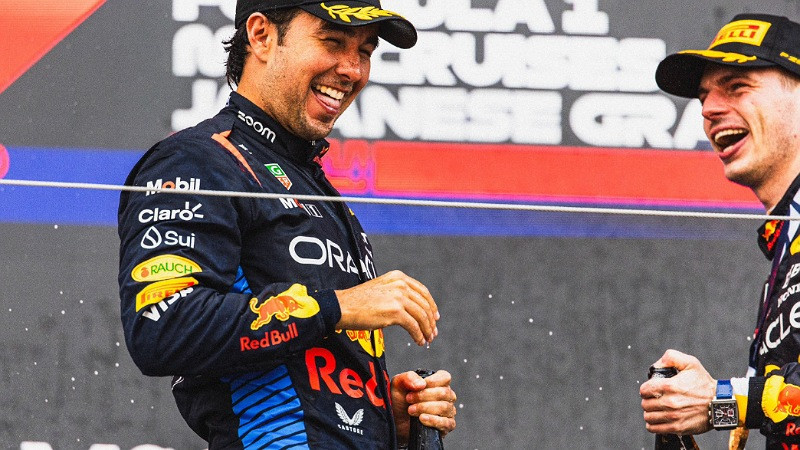 Checo Pérez regresa al podio en el Gran Premio de Japón de la F1; hace el 1-2 con Verstappen 
