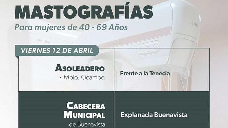 SSM realiza mastografías gratuitas en Buenavista