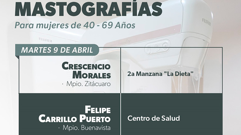 SSM realiza mastografías gratuitas en Buenavista