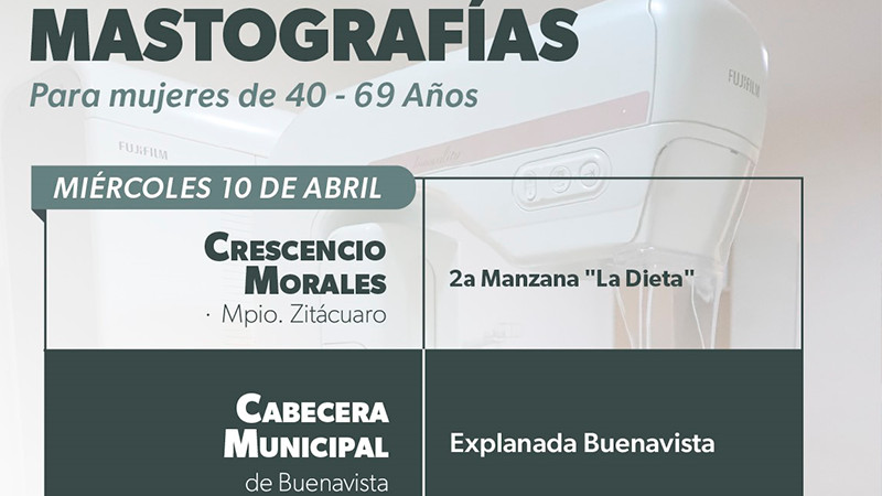 SSM realiza mastografías gratuitas en Buenavista