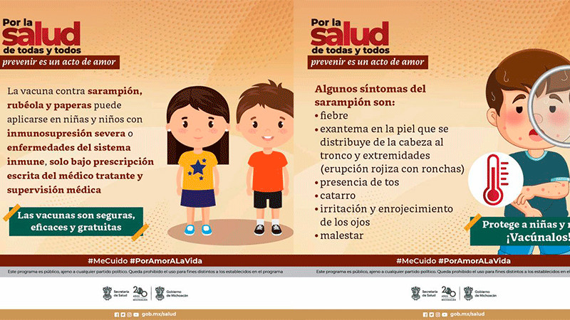 Todos los menores de 19 años deben vacunarse contra el sarampión: SSM 