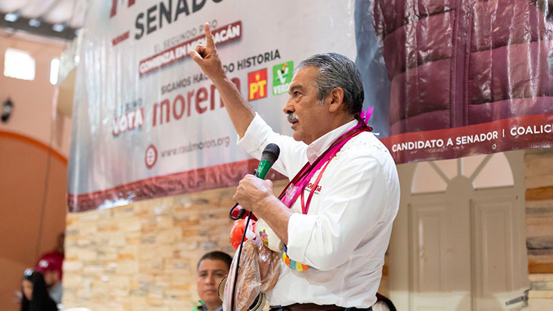 Raúl Morón promete llevar al Senado causas de la Meseta Purépecha 