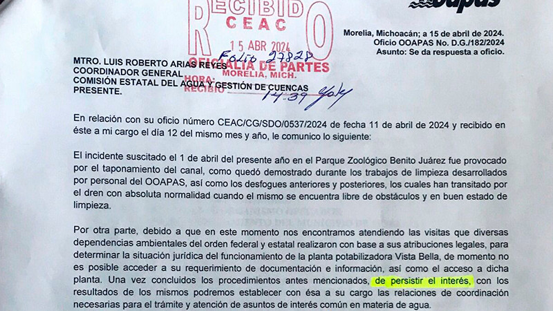 Algo esconde el OOAPAS, negó acceso a CEAC para inspeccionar potabilizadora de Santa María 