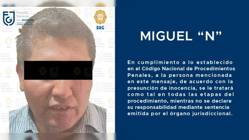 Fiscalía de la CDMX confirma que Miguel ‘N’ es un presunto feminicida serial 