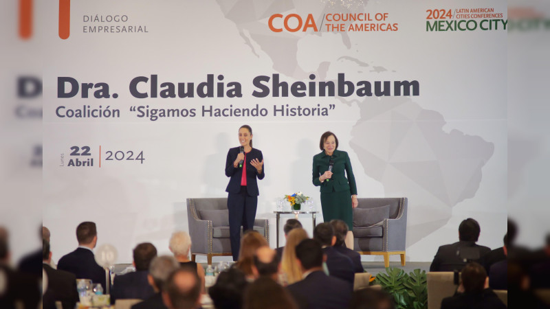 Claudia Sheinbaum presenta su proyecto para el desarrollo de todo México ante el Council of The Americas (COA)