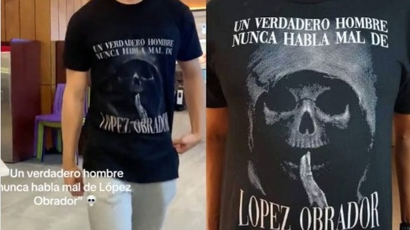 AMLO reacciona a playera con calavera que lo apoya; afirma tienen derecho a hacerlo 