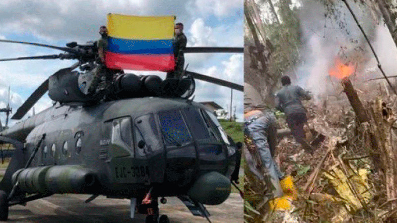 Helicóptero de las Fuerzas Armadas de Colombia sufre accidente y nueve militares pierden la vida 