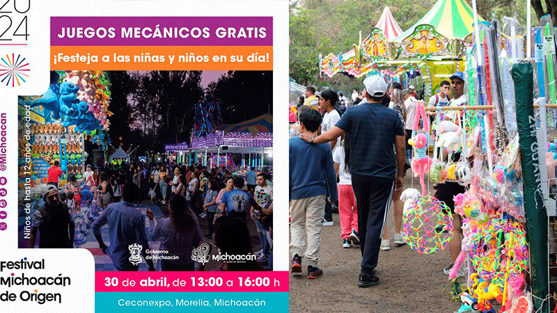 Juegos mecánicos gratis en el Festival de Origen para celebrar el Día del Niño y de la Niña 