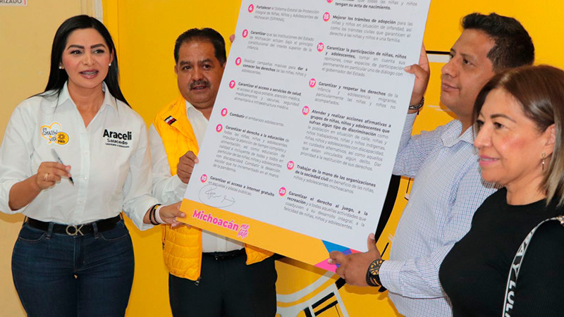 PRD y Araceli Saucedo firman 20 compromisos a favor de niñas, niños y adolescentes 