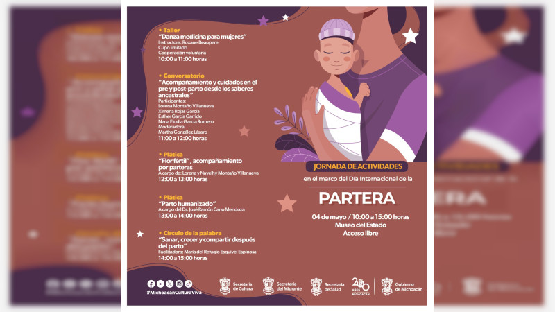 Invita Secum a jornada cultural por el Día de la Partera, en el Museo del Estado 