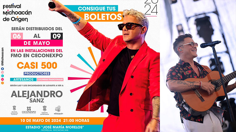 Hoy inicia entrega de boletos para el concierto de Alejandro Sanz en Morelia, Michoacán 