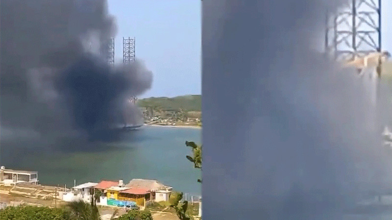 Veracruz: Incendio consume plataforma de Pemex que se encontraba en desuso; no se reportan lesionados 