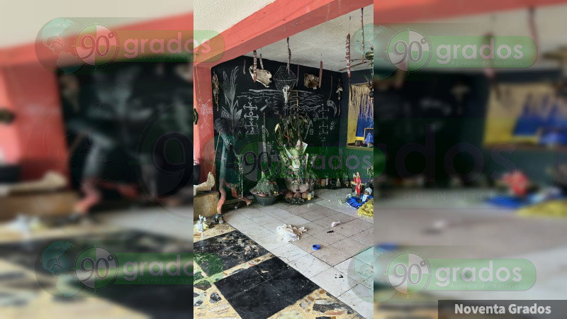 Entre huesos y altares a la Santa Muerte, Fiscalía de Nezahualcóyotl asegura armas, droga y equipo táctico 