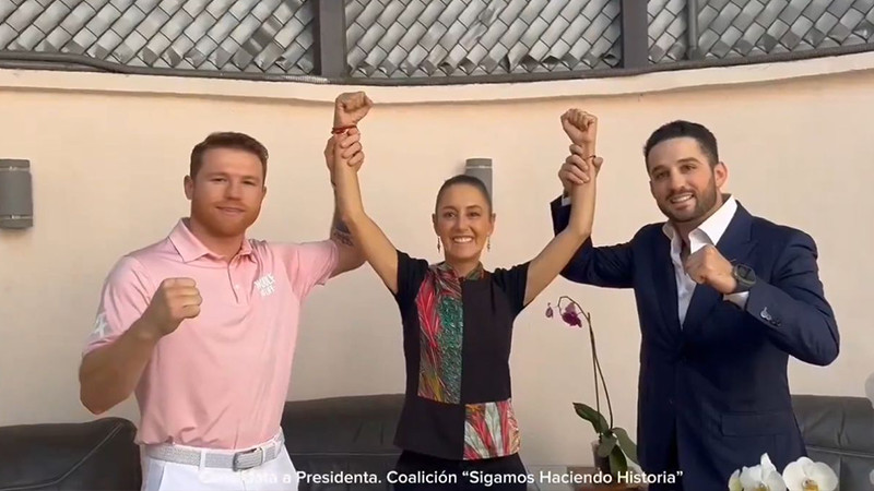 “Yo sé que va a ganar usted”: Canelo Álvarez muestra su respaldo a Claudia Sheinbaum 