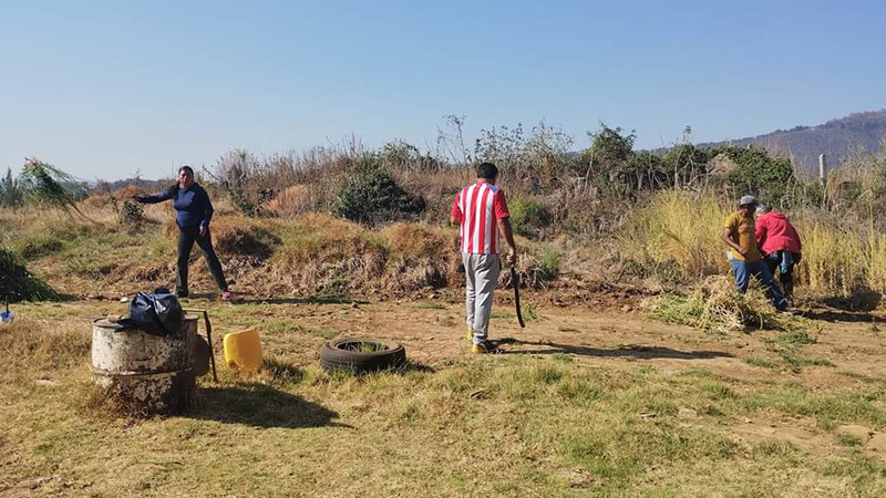 Estudiantes ponen manos a la obra para limpiar el Cecytem Huecorio