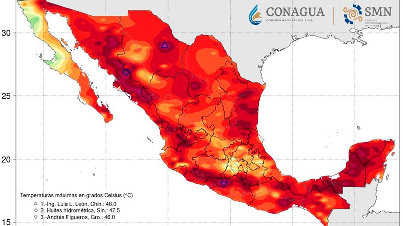 SMN pronostica temperaturas superiores a 40 grados Celsius y lluvias puntuales 