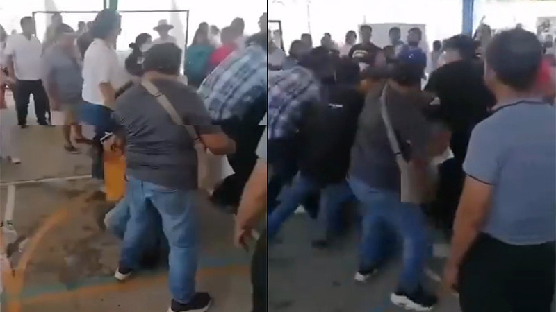 Sujetos intentan meterse a la fila para votar y provocan trifulca en Los Héroes Coacalco 