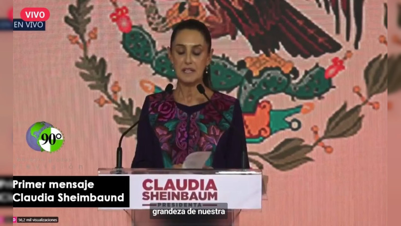 Claudia Sheinbaum emite su mensaje de agradecimiento al pueblo de México como virtual Presidenta 