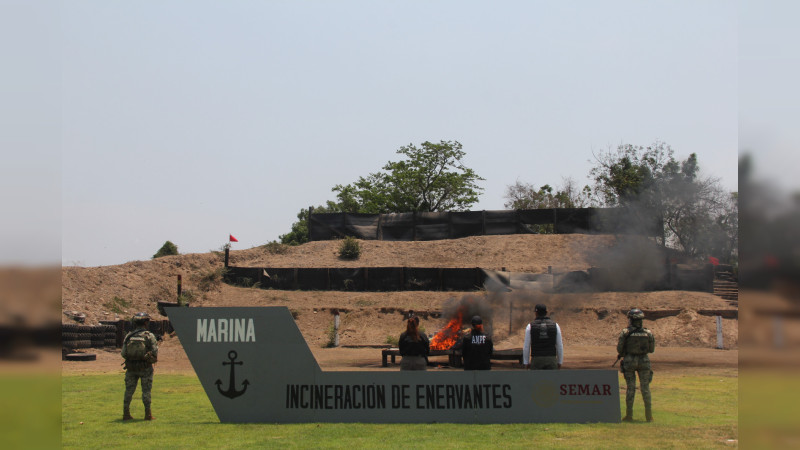 Destruye Marina 229 millones de pesos en droga colombiana asegurada en puerto de Lázaro Cárdenas, Michoacán  