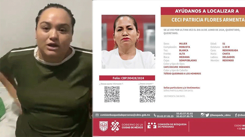 Hija de Ceci Flores pide ayuda a AMLO y Claudia Sheinbaum para localizar a su madre 